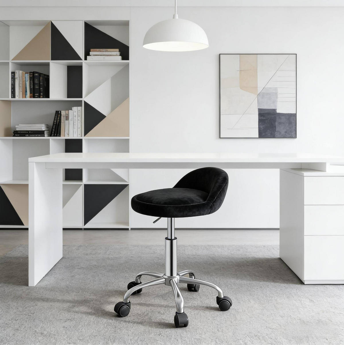 BÜROHOCKER höhenverstellbar 53-65,5 cm Samt Black - Schwarz, Metall (30/65.5/30cm) - Meubliv