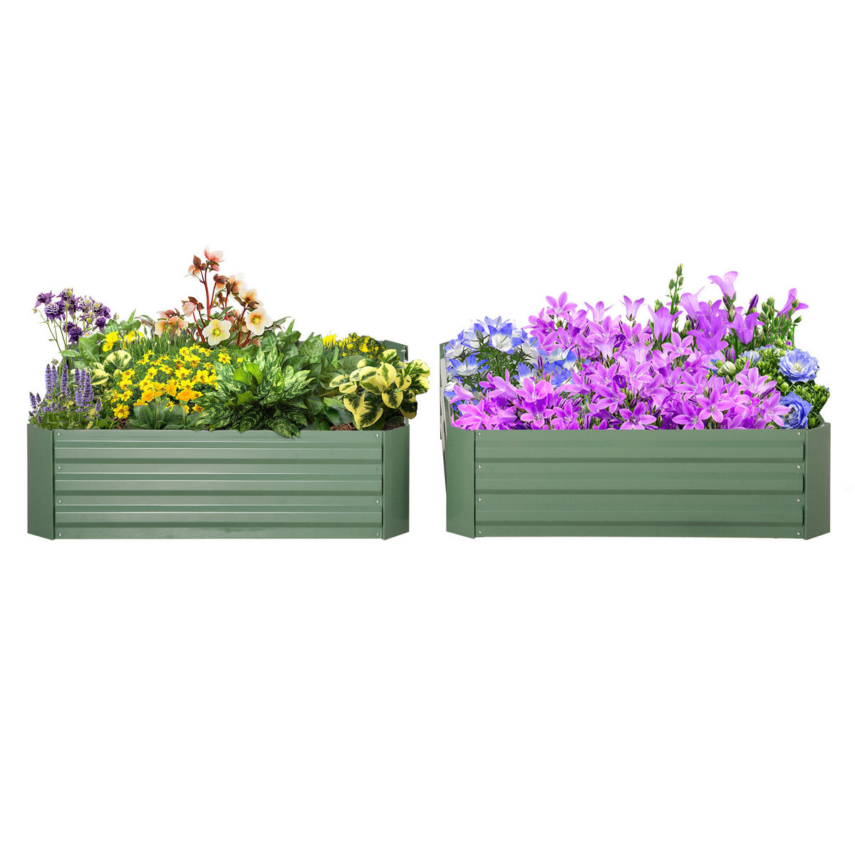 HOCHBEET-SET DE-12121 2er-Set quadratisch 100/100/30 cm Grün - Grün, Metall (100/30/100cm) - ComfortXL