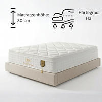 TASCHENFEDERKERNMATRATZE Sydney Matratze 160x200 cm, Höhe ca.: 30 cm, H2 + H3 = mittel + fest, 7-Zonen - Weiß, Textil (160/200cm) - Gowoll