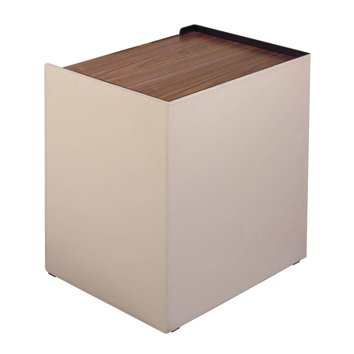 NACHTTISCH aus Öko-Leder, Nussbaum und schwarzem Stahl - Beige/Nussbaumfarben, Leder/Holzwerkstoff (50/51/38cm) - ANGEL CERDA