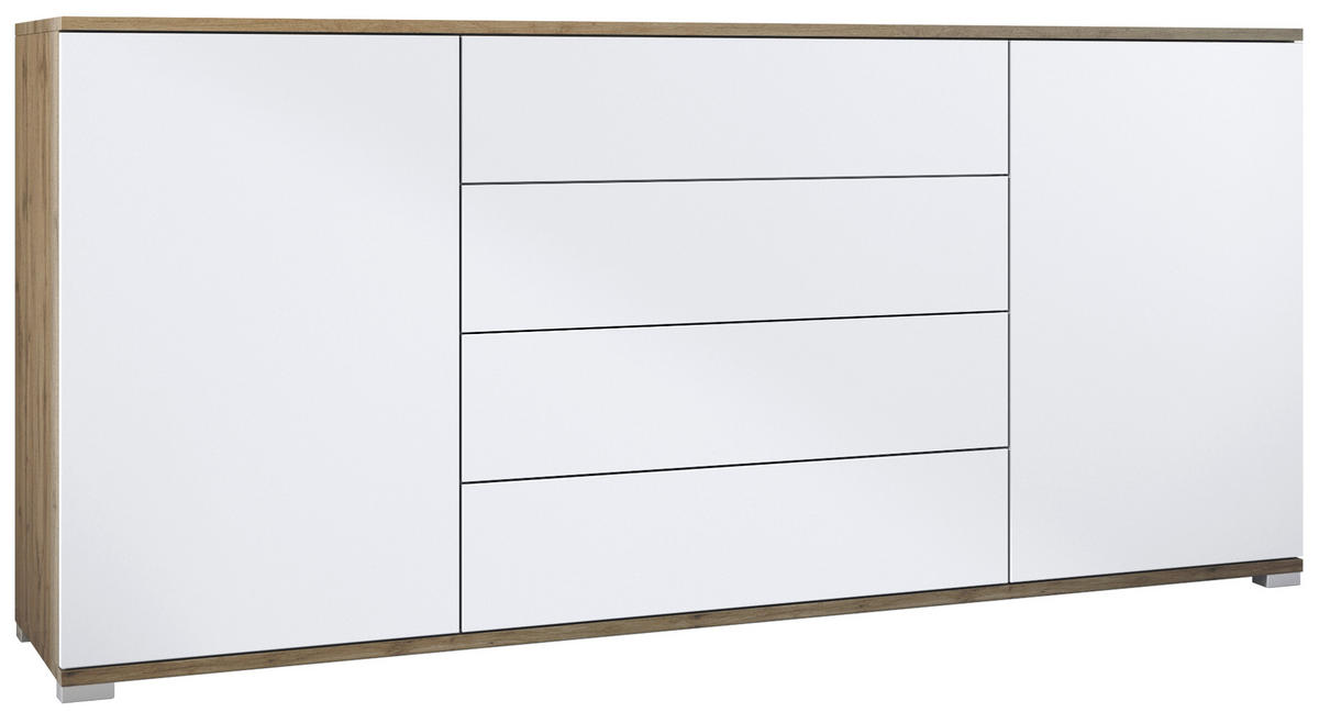 SIDEBOARD Santo Weiß matt - Weiß, Holzwerkstoff (166.5/75.5/35cm) - Vladon