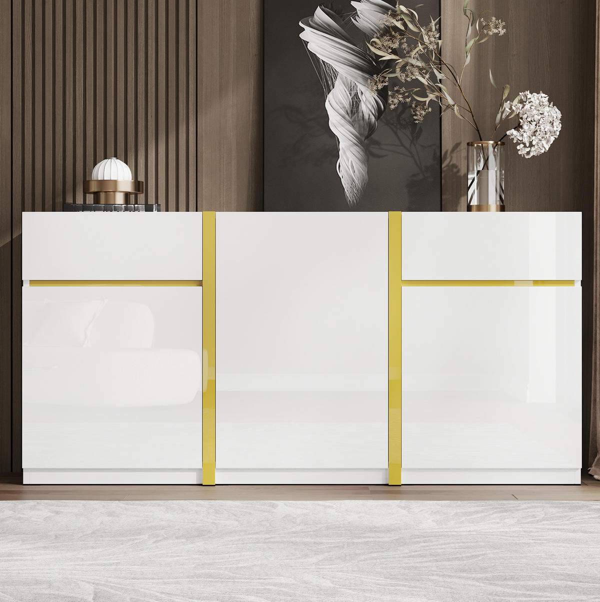 SIDEBOARD 160/40/78 cm Weiß aus MDF und Holzwerkstoff mit 3 Türen - Weiß, Holzwerkstoff (160/78/40cm) - OKWISH