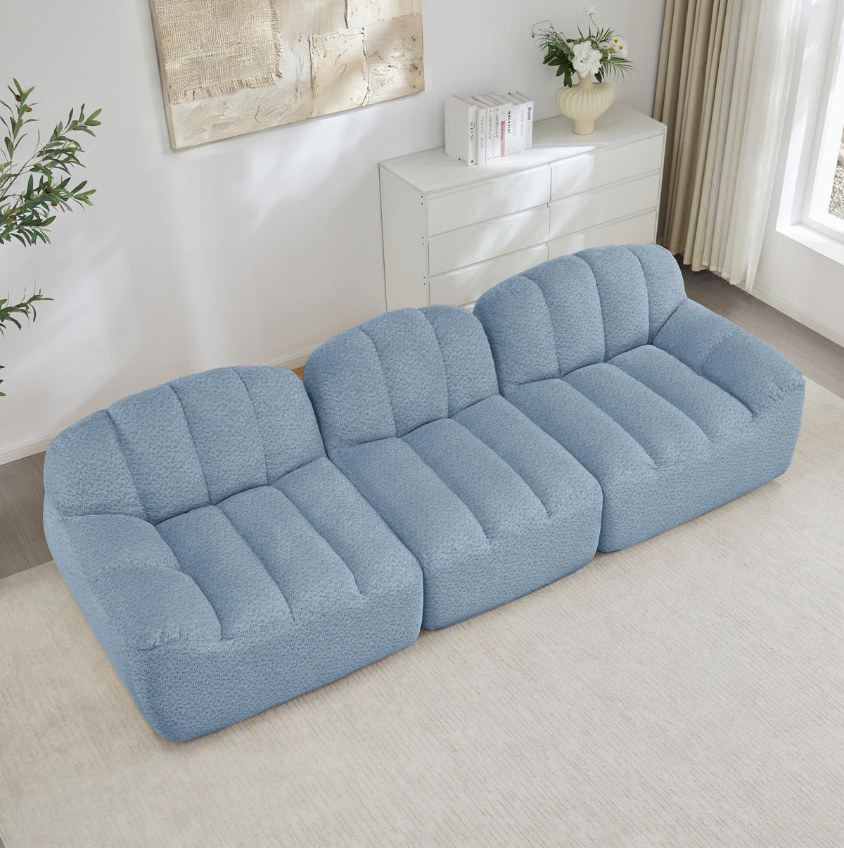 SOFA modular rahmenlos Granular Fleece Blue - Blau, Textil (288/79/104cm) - IVMEU