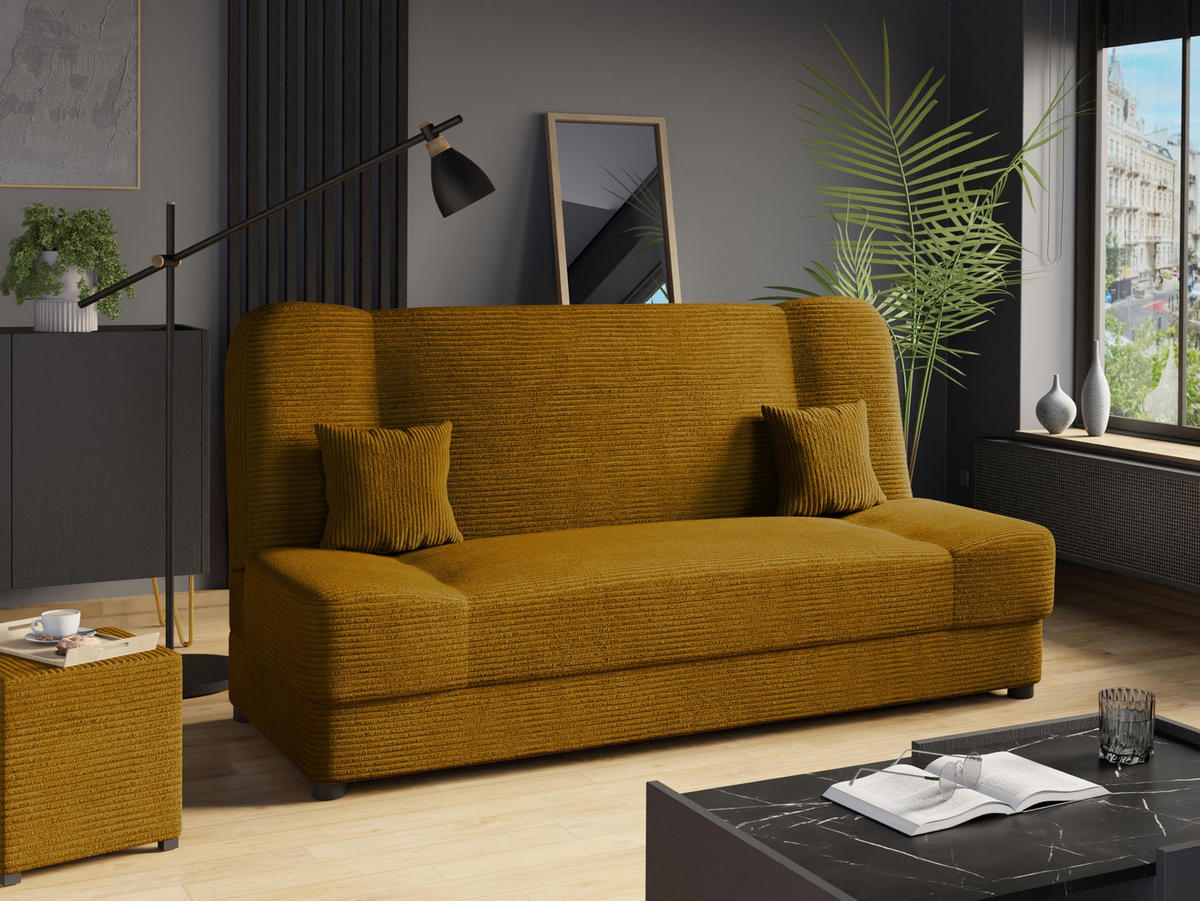 SCHLAFSOFA Jonas Cord - Bronzefarben, Holz/Textil (195/86/87cm)