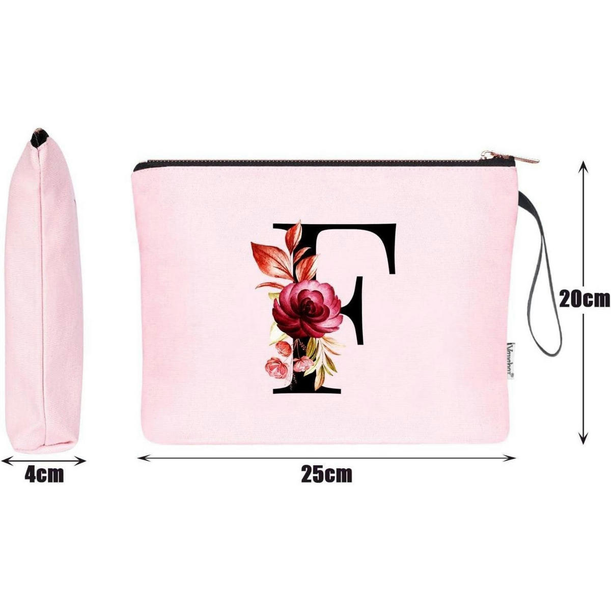 KOSMETIKTASCHE mit Initialen F, Pink - Rosa, Textil (20/1/25cm)