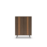 HIGHBOARD LUPO 93 cm Eiche Dunin - mit 2 Türen, LED und Metallfüßen - Eichefarben/Schwarz, Holz/Holzwerkstoff (93/126/40cm) - Ravio