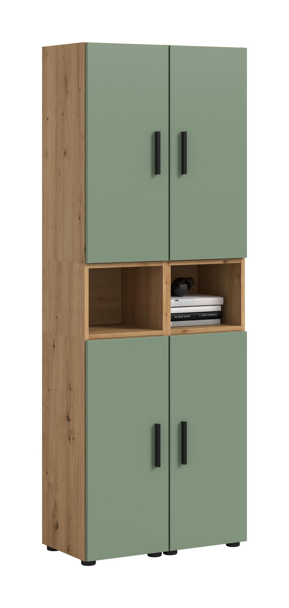 WOHNKOMBINATION THE ONE (B/H/T: ca. 65/178/34 cm) in Artisan Oak Nachbildung/Smoke Green - Eiche Artisan, Holzwerkstoff (65/178/34cm)