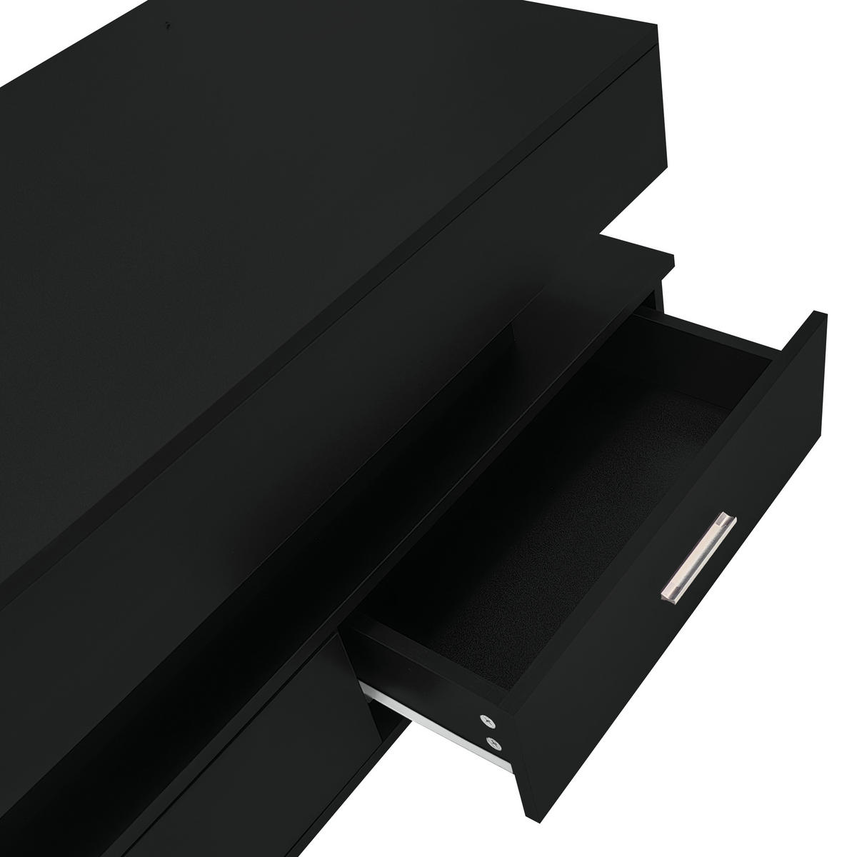 COUCHTISCH 100/50/44 cm schwarz höhenverstellbar mit LED-Beleuchtung und 2 Schubladen - Schwarz, Holzwerkstoff (100/50/44cm) - OKWISH