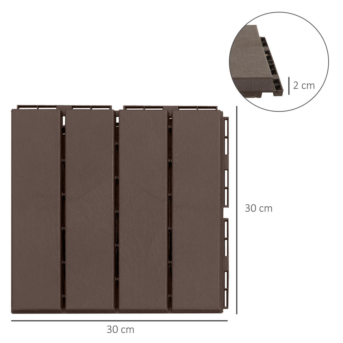 TERRASSENFLIESEN DE-10144 Klicksystem mit Drainage Braun - Braun, Kunststoff (30/30/2cm) - ComfortXL