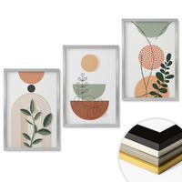WANDBILDER 3er Set - 40x60 cm Silberner Rahmen - Abstrakte Pflanzenformen - Silberfarben, Kunststoff (40/60cm) - ArtPrintCave