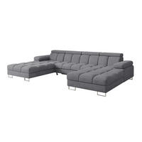 WOHNLANDSCHAFT mit Schlaffunktion und Bettkasten COMA U2 345x203x79 Grau Velours - Grau, Holzwerkstoff/Textil (345/79/203cm) - ALTDECOR