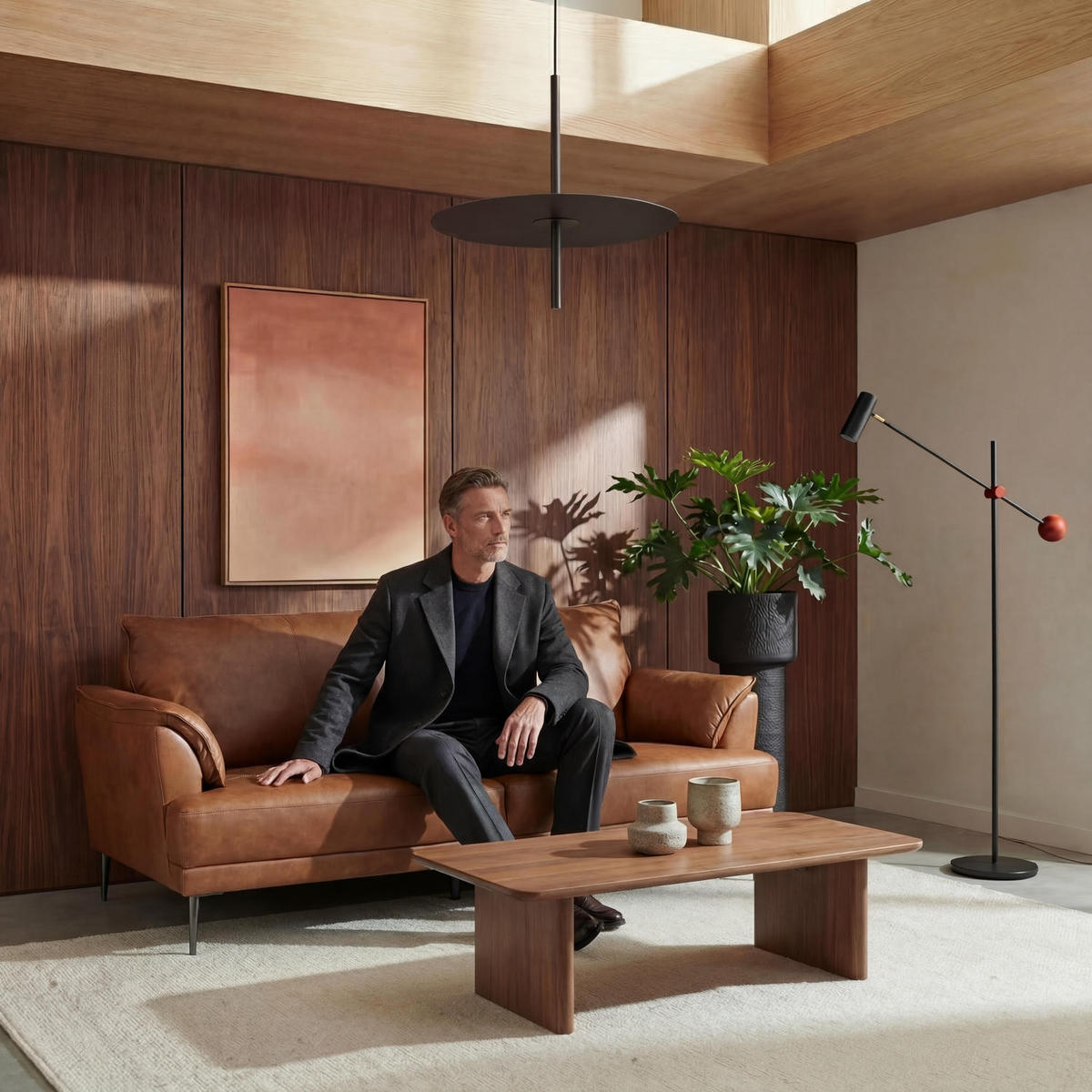 DREISITZER-SOFA Echtleder Braun - Schwarz/Braun, Leder/Metall (195/88/90cm) - Furnhouse