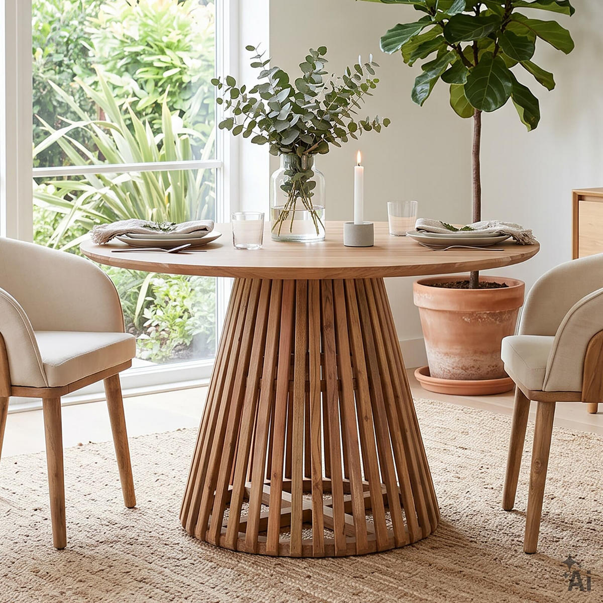 ESSTISCH LAYA natur - Naturfarben, Holz (120/120/76cm) - IDIMEX