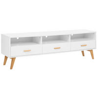 TV-MÖBEL Weiß, Hellbraun LIBERTY 40/180/55 cm - Weiß, Holzwerkstoff (180/55/40cm) - Beliani