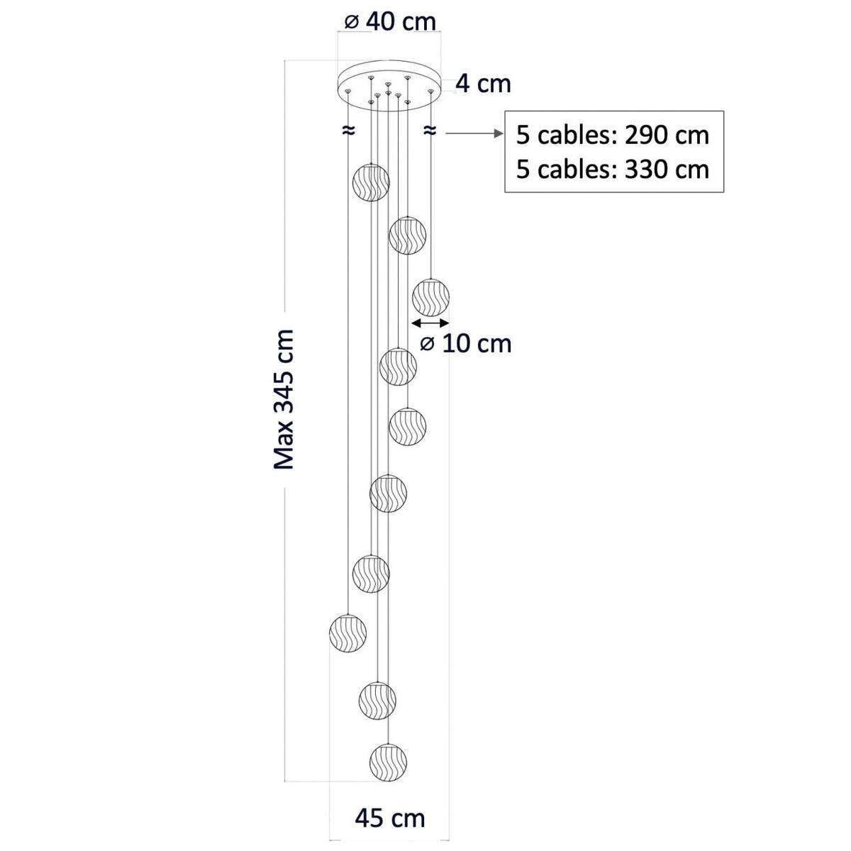 HÄNGELEUCHTE Esposia, Bernstein und Gold, 345cm - Goldfarben, Glas (40/45/345cm) - KOSILUM