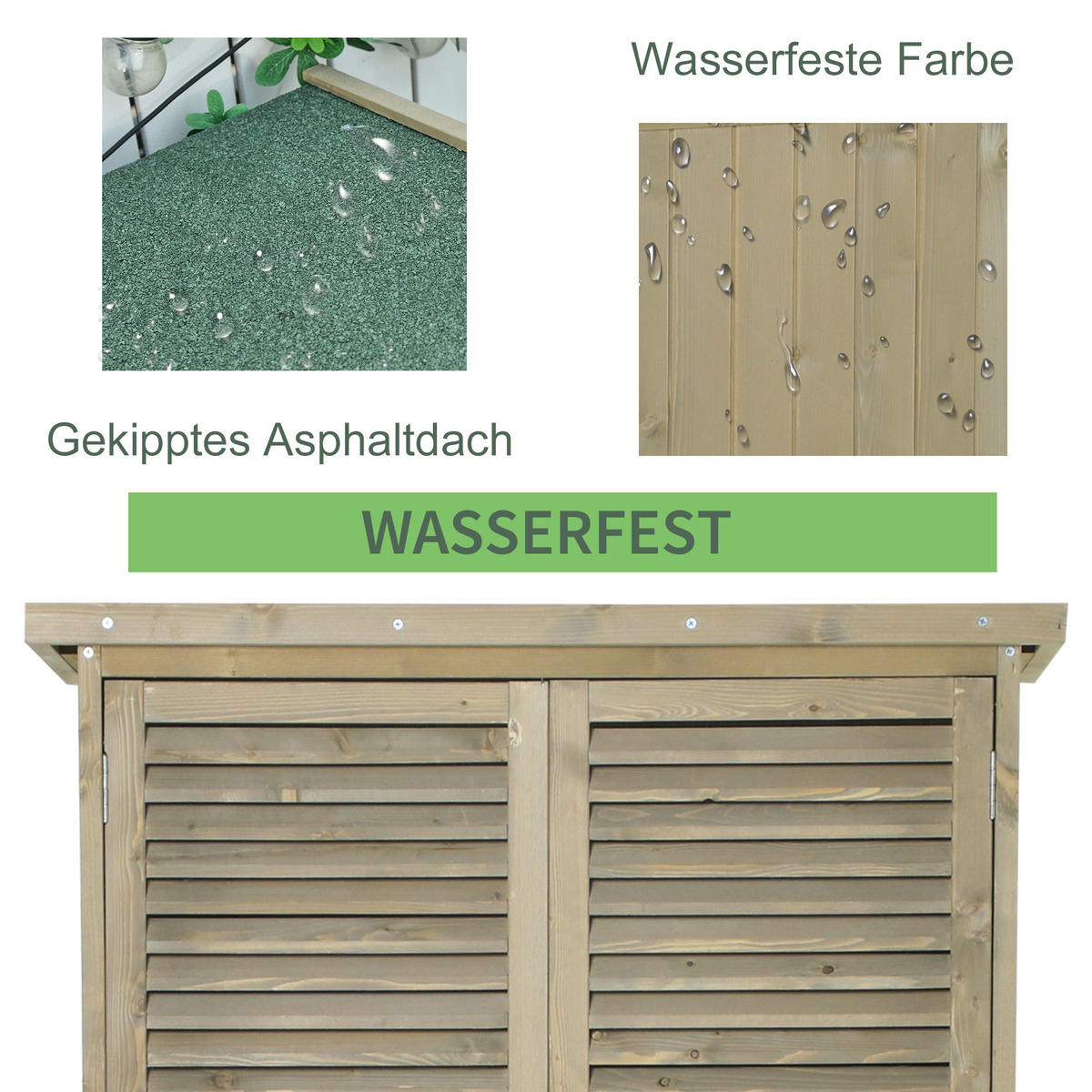 GERÄTESCHUPPEN Gerätehaus Geräteschrank, 4 Fächer, Kiefer, Tannenholz, Grau - Grau, Holz (465/160/87cm) - Outsunny