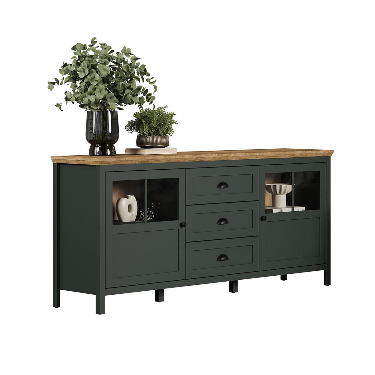 SIDEBOARD Stanton Grün - Grün, Holzwerkstoff (185/185/86cm) - Trendteam