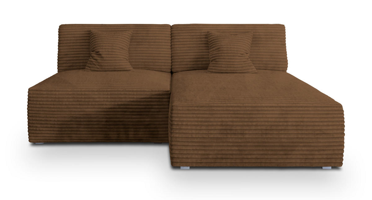 ECKSOFA FIORO Kupferfarben Kordstoff mit Schlaffunktion - Kupferfarben, Holz (204/148cm) - MASSENO