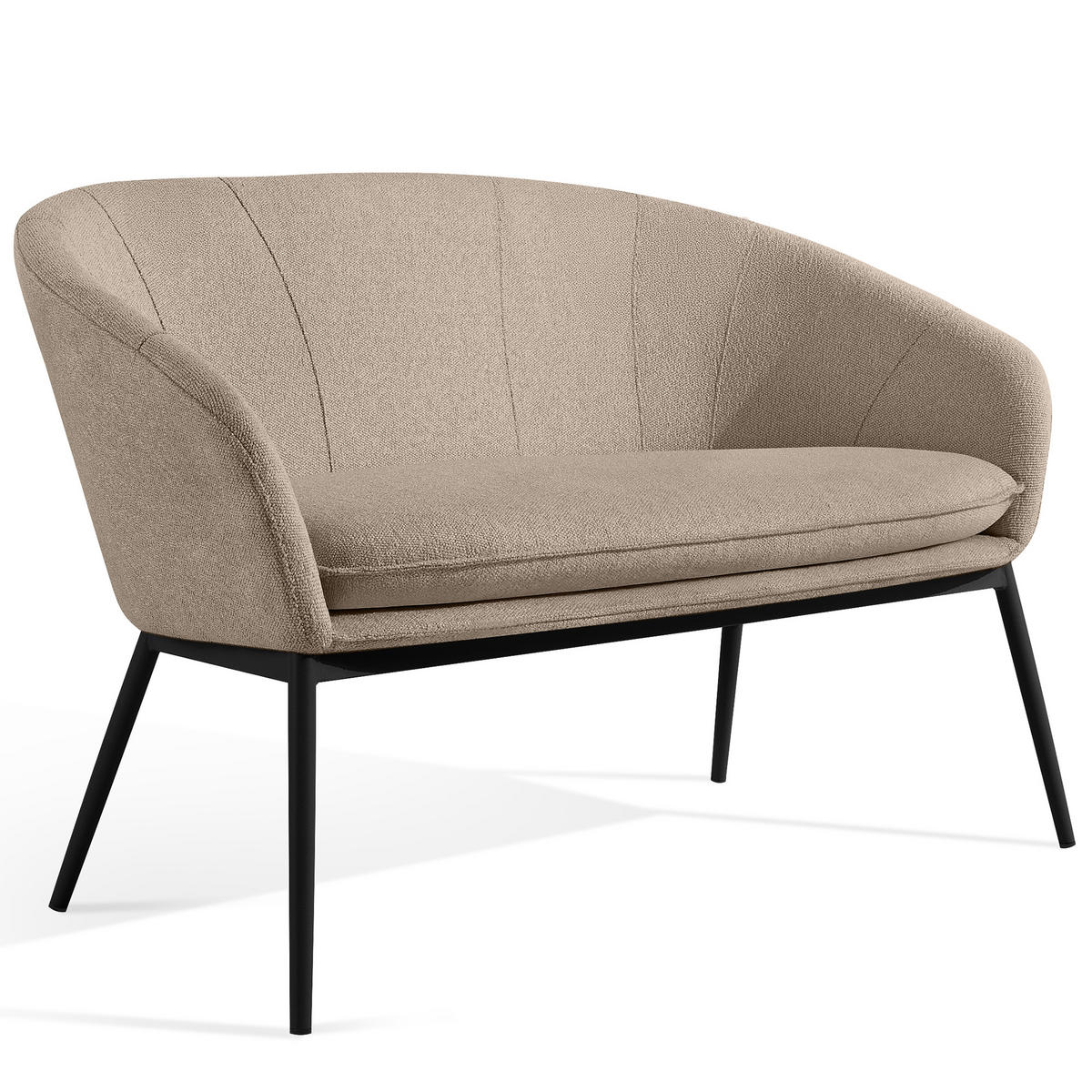 GARTENMÖBELSET SOLIS Gartenlounge-Set, hellbraun/schwarz - Hellbraun, Textil/Metall - KONSIMO®