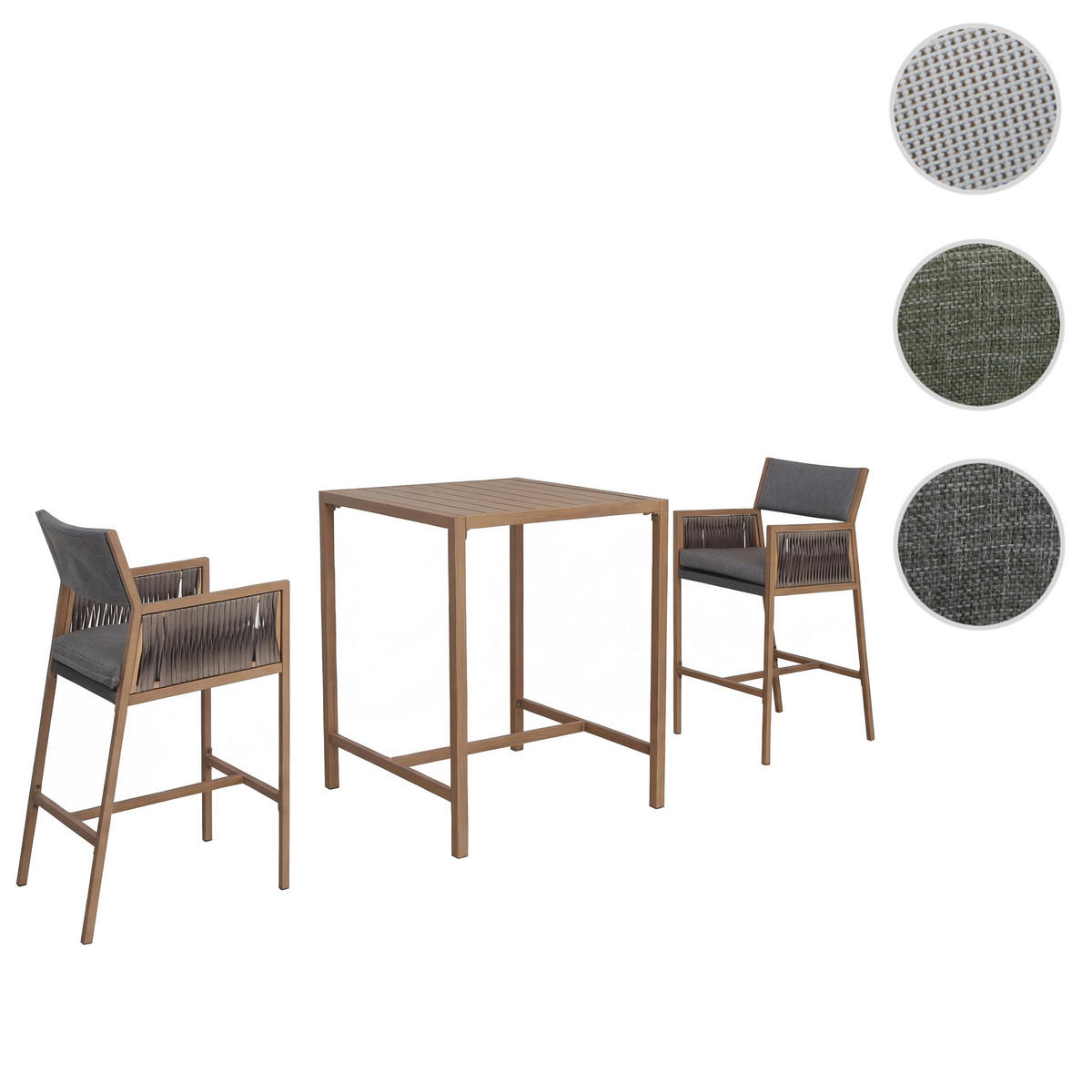 BARSET hranatý, sivý, sada 3 ks - sivá, textil (90/90/115cm) - MCW