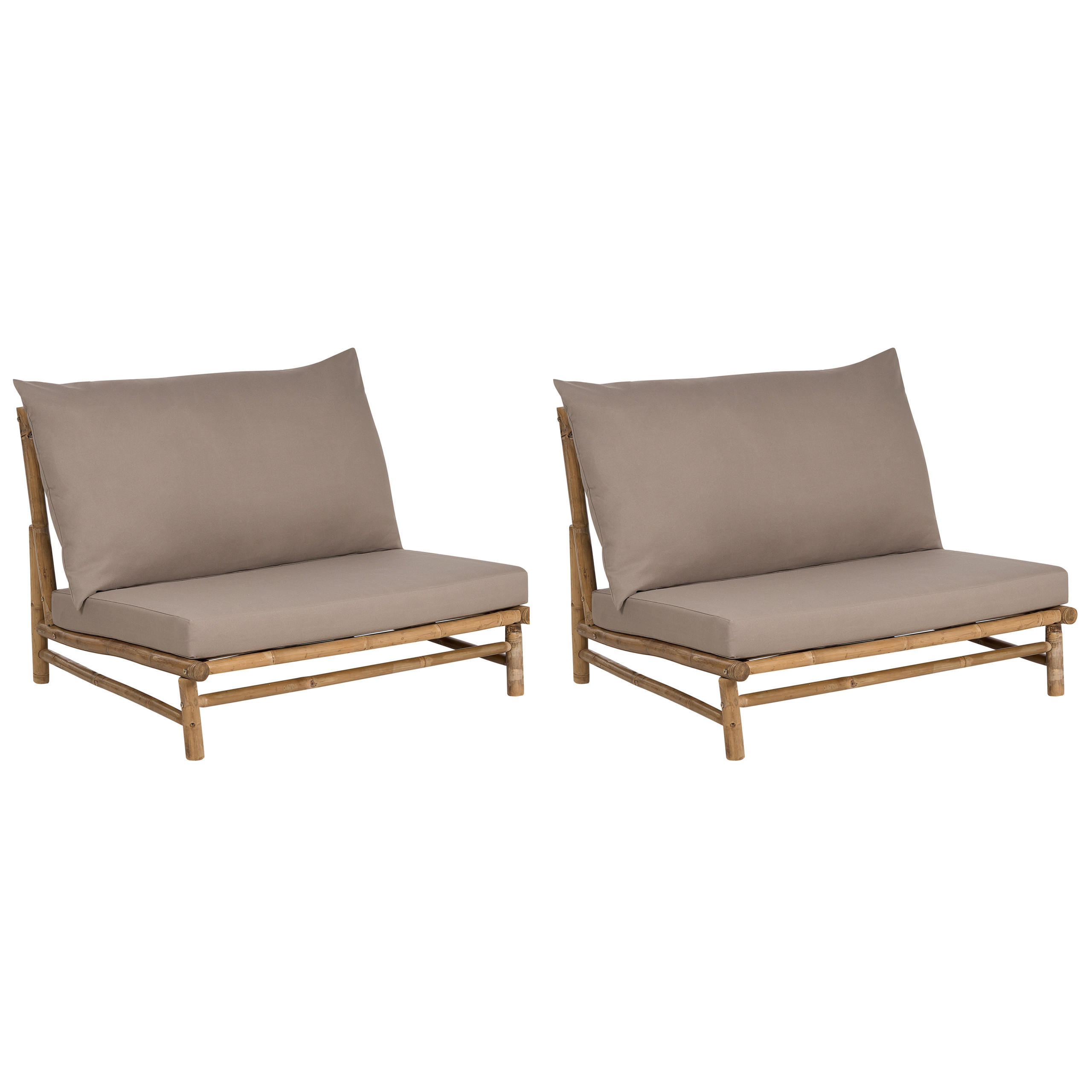 GARTENSESSEL 2er-Set Massivholz taupe Todi - Taupe/Hellbraun, Holz (102/74/85cm) - Beliani
