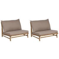 GARTENSESSEL 2er-Set Massivholz taupe Todi - Taupe/Hellbraun, Holz (102/74/85cm) - Beliani