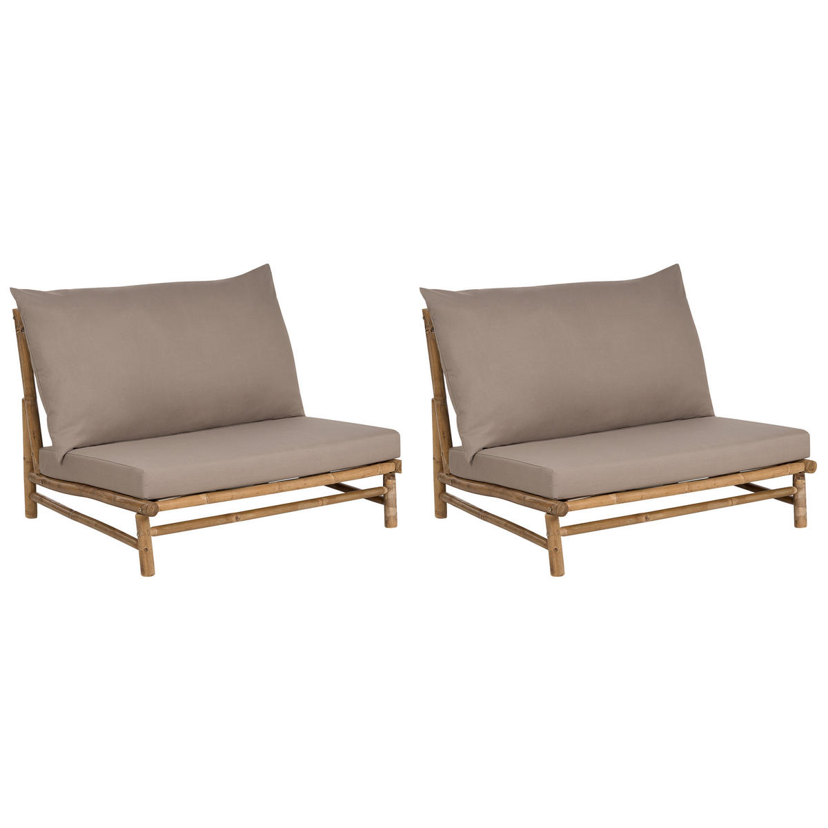 GARTENSESSEL 2er-Set Massivholz taupe Todi - Taupe/Hellbraun, Holz (102/74/85cm) - Beliani