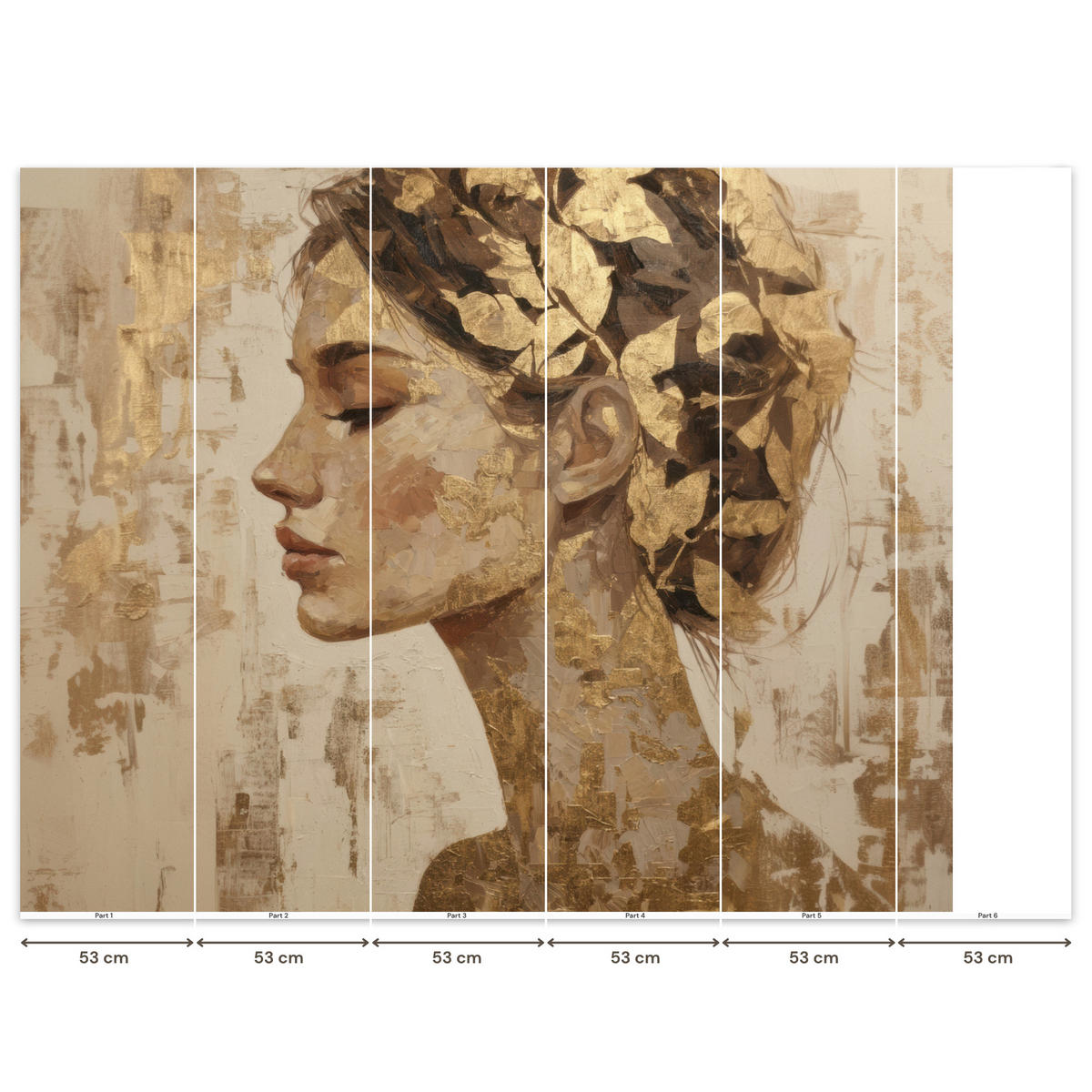 TAPETE - Frau - Gold - Abstrakt - Textur - 280x240 cm - Goldfarben, Papier (280/240cm) - OnlyWow