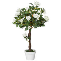 KÜNSTLICHE Rosenpflanzen groß 90 cm Kunstpflanze Rosenbaum für Wohnzimmer - Weiß, Kunststoff (90cm) - Outsunny