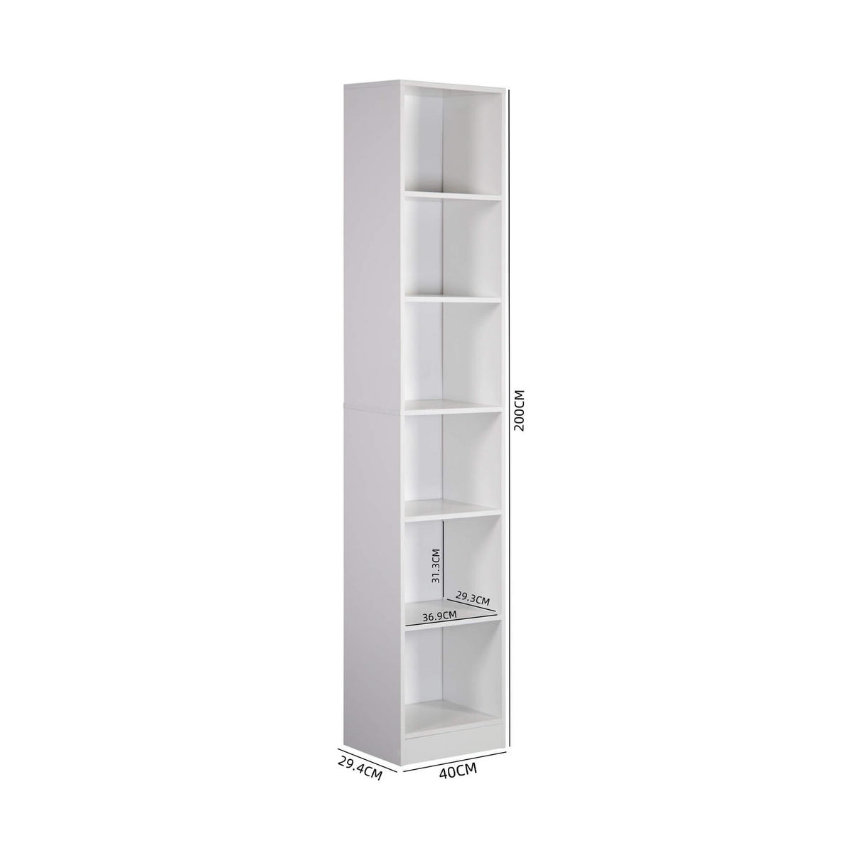 BÜCHERREGAL Weiß 29,5/40/200 cm - Weiß, Holzwerkstoff (40/200/29.5cm) - Mobili Rebecca
