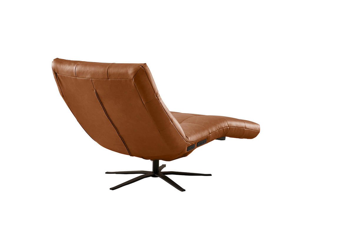 RELAXLIEGE LETICIA Braun Leder - Cognac/Schwarz, Leder/Metall (82/115/156cm) - KAWOLA