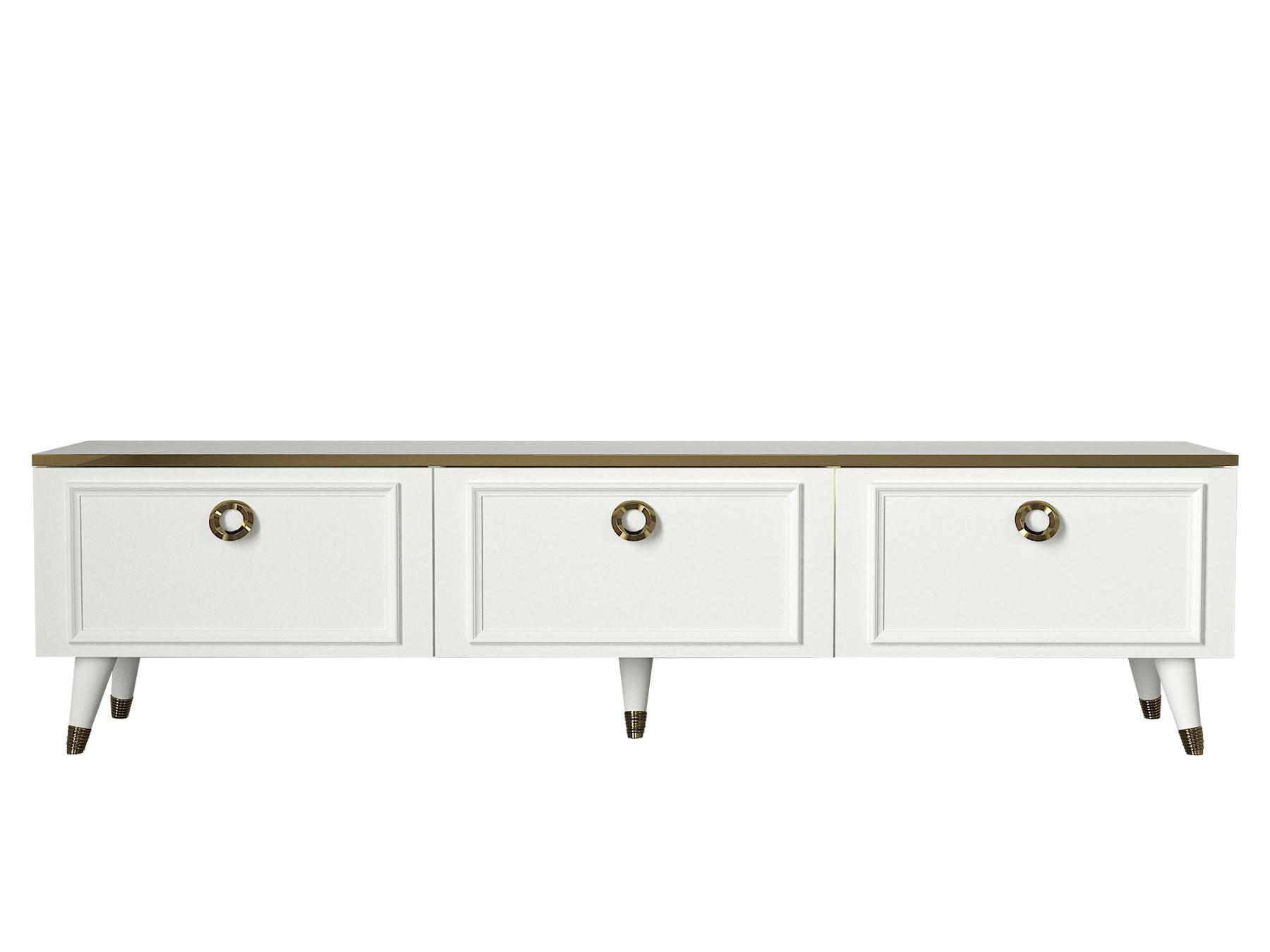 TV-LOWBOARD Cornelia Weiß - Goldfarben/Weiß, Holzwerkstoff/Kunststoff (180/46.3/35cm) - moebel17