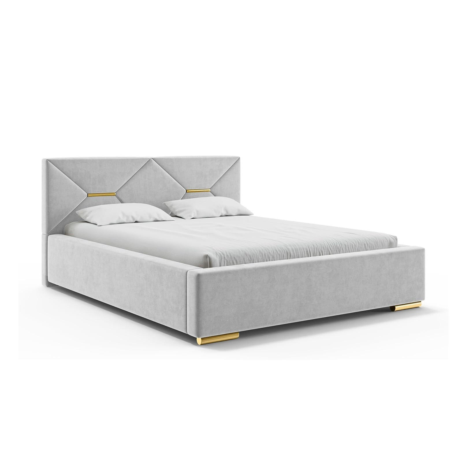 BETT LIZZY - Goldfarben/Hellgrau, Holzwerkstoff (160/200cm) - Meblini