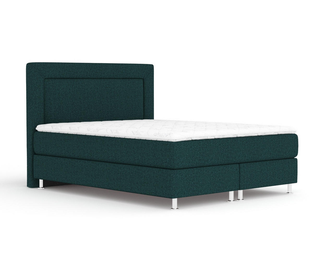 BOXSPRINGBETT Laguno Grün 160/200 cm mit Latex-Topper - Silberfarben/Grün, Holz/Holzwerkstoff (160/200cm) - Maison de Reve