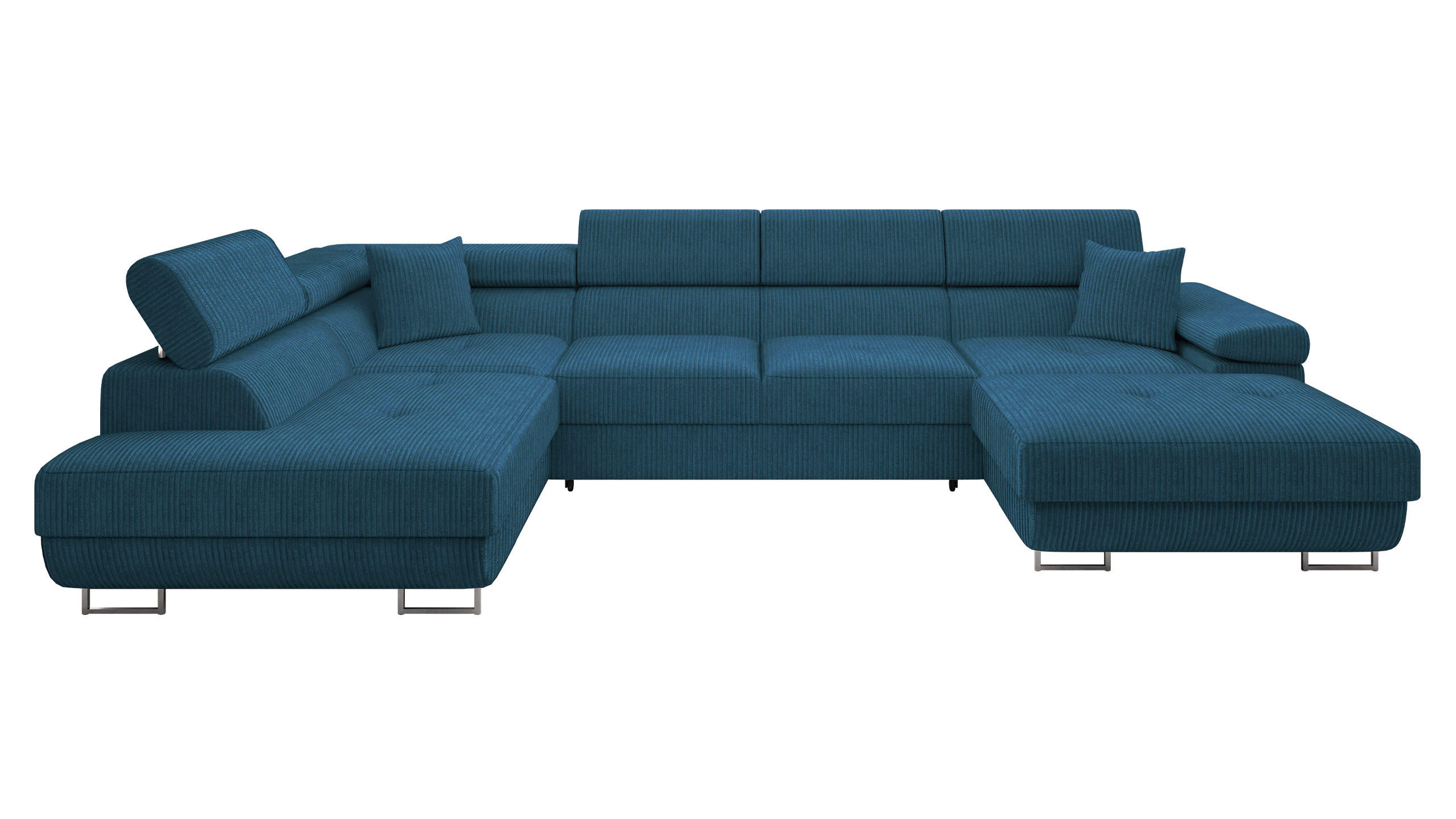 WOHNLANDSCHAFT Torezio Bis Cord, Seite: Links - Blau, Holz/Textil (346/90/203cm) - MIRJAN24