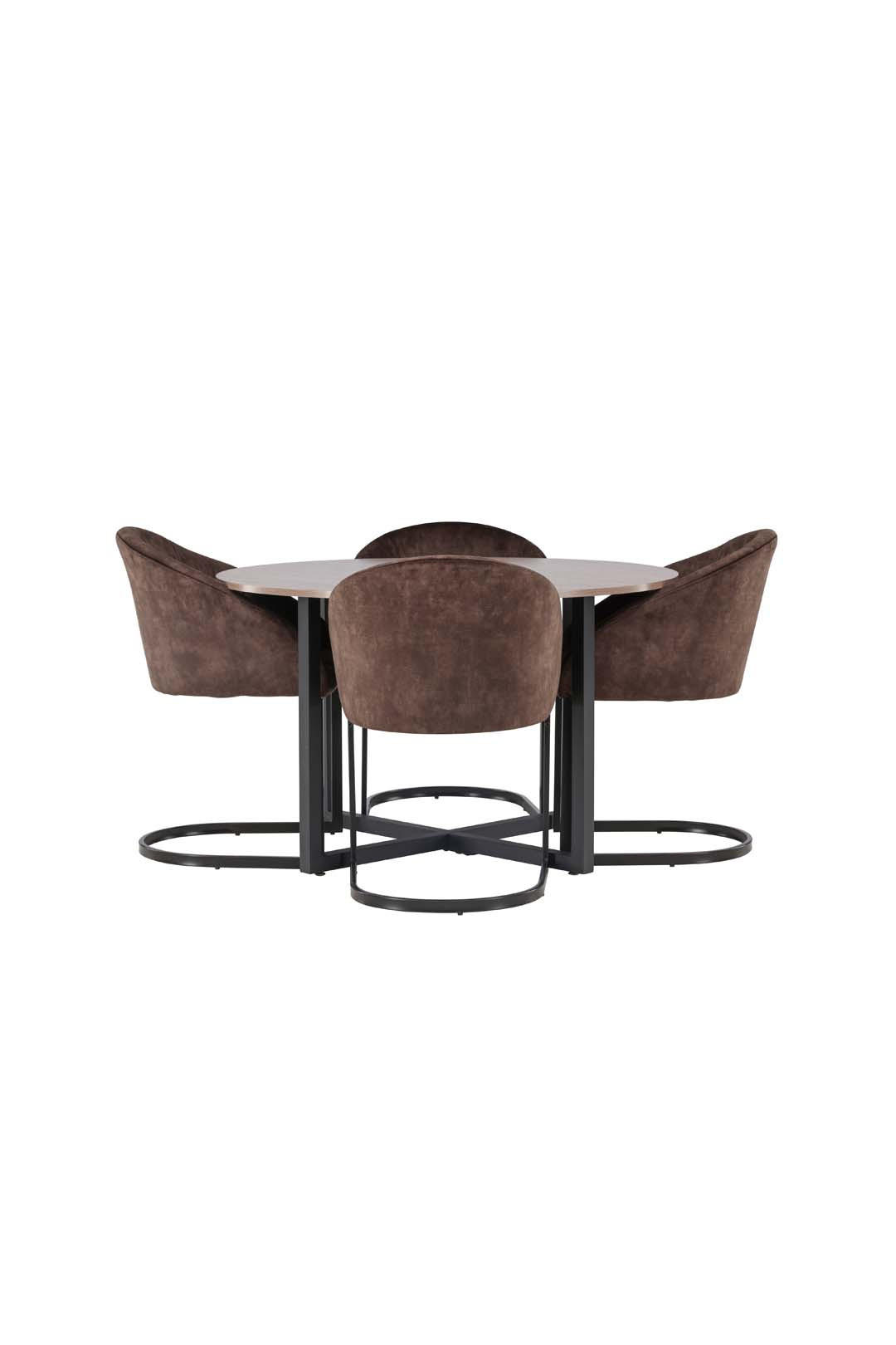 ESSGRUPPE, Durango, Tisch Braun, Stühle Braun, Holz, 120 x 120 x 75 cm, 5-teilig - Braun, Holz/Metall (120/75/120cm) - ebuy24
