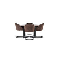 ESSGRUPPE, Durango, Tisch Braun, Stühle Braun, Holz, 120 x 120 x 75 cm, 5-teilig - Braun, Holz/Metall (120/75/120cm) - ebuy24