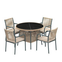 GARTENSETS aus Eisen, Polyester & Sicherheitsglas 110x110x74 cm in Beige - Beige, Metall - Modfu