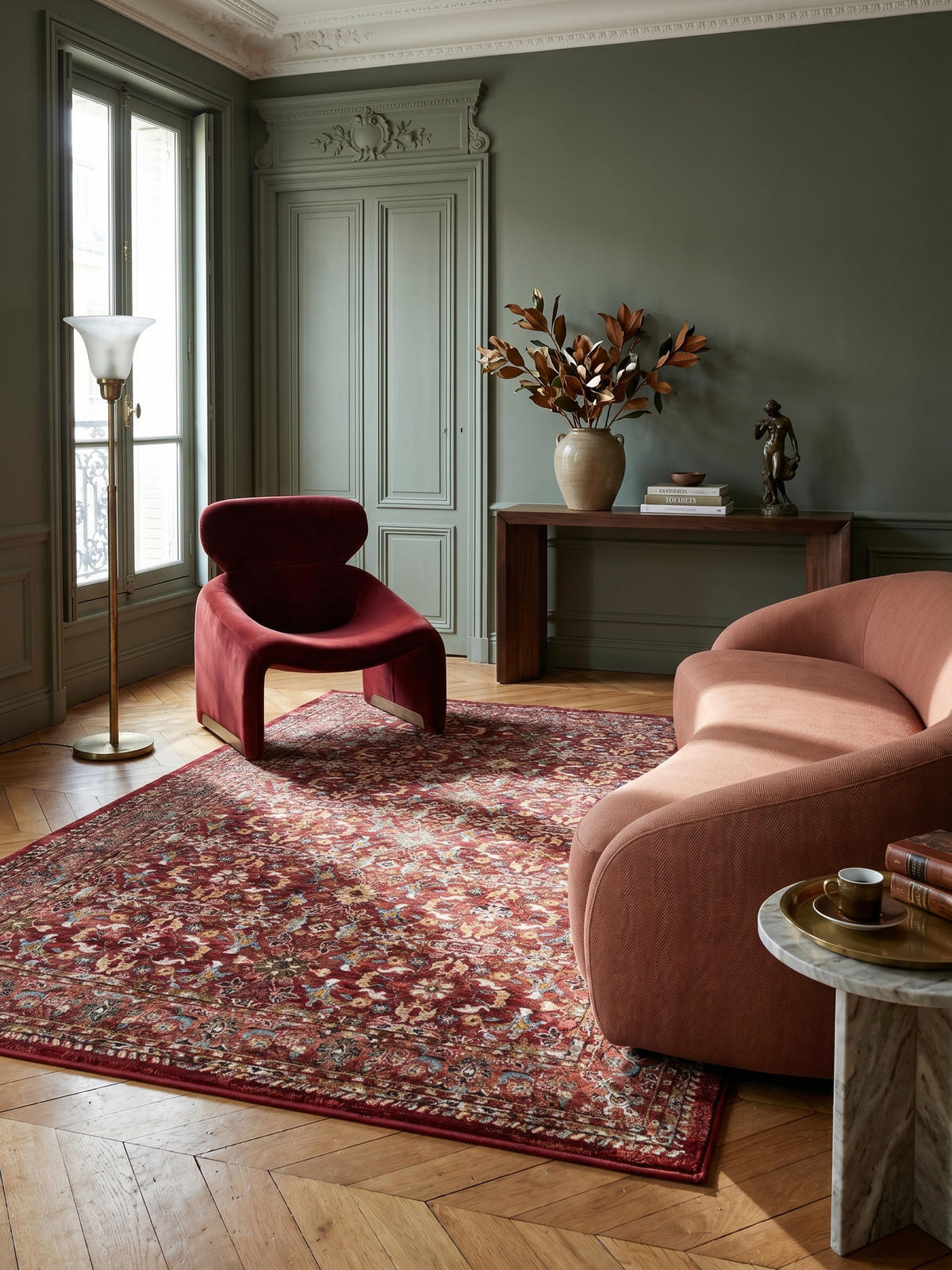 KURZFLORTEPPICH GLAZERT, im Berber-Stil, Rot, 200 x 290 cm - Rot, Textil (290/200cm) - KADIMA DESIGN