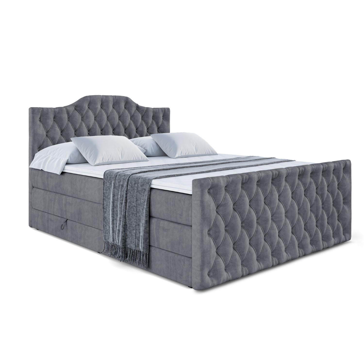 Altdecor Boxspringbett Dunkelgrau 160x200 cm