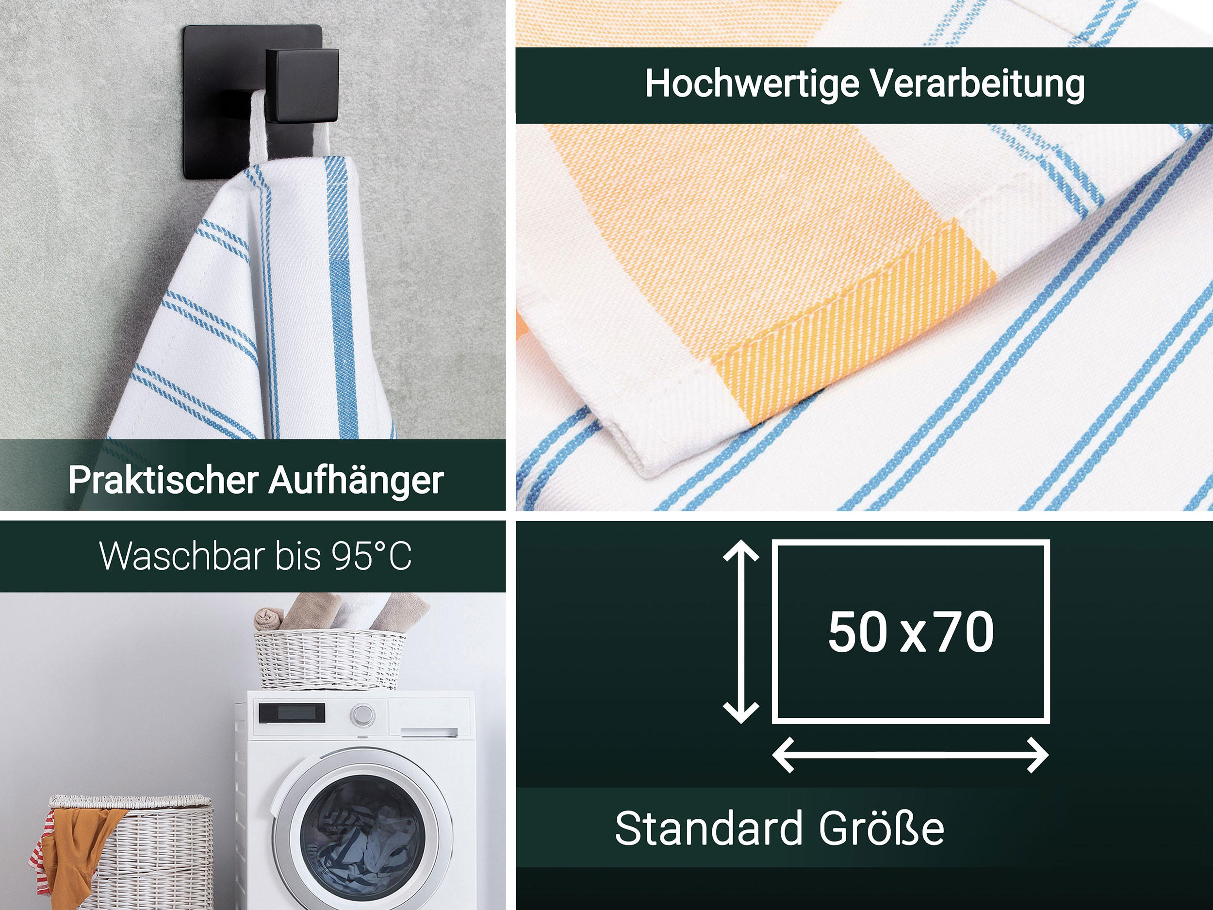 GESCHIRRTÜCHER, 5er-Set, 50x70 cm, 100% Baumwolle, farblich sortiert - Orange, Textil (50/70cm) - Zollner