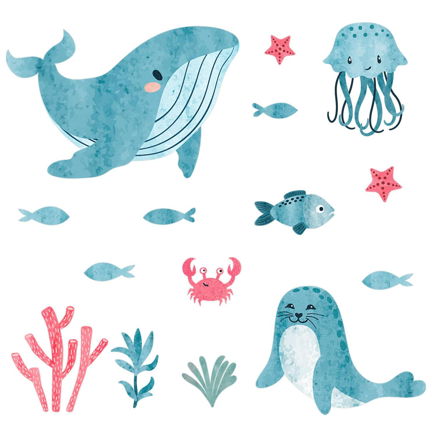 WANDAUFKLEBER 80x146cm - Wasserwelt - Multicolor, Kunststoff (80/146/0.1cm) - Wallfluent