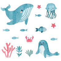 WANDAUFKLEBER 80x146cm - Wasserwelt - Multicolor, Kunststoff (80/146/0.1cm) - Wallfluent