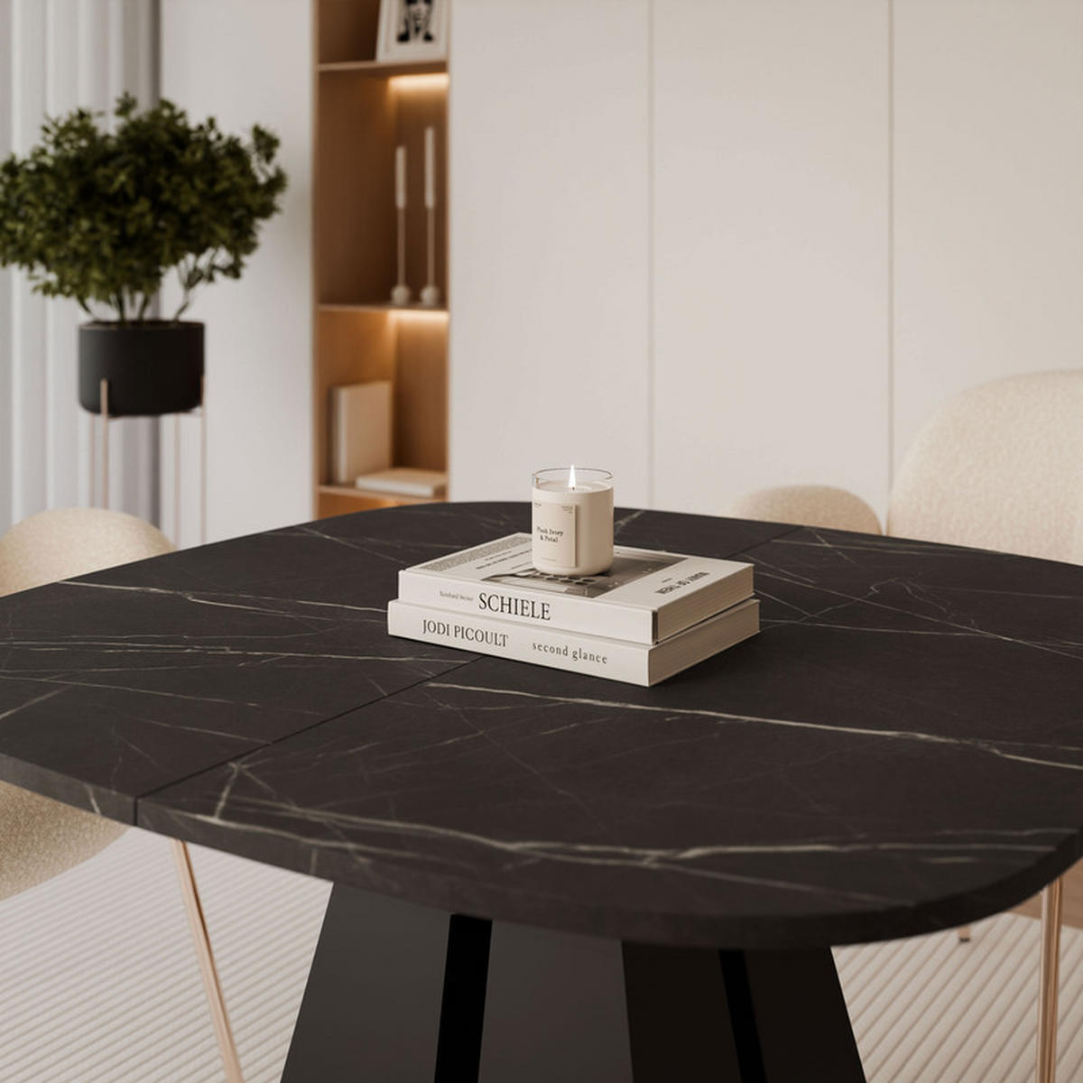 AUSZIEHTISCH ZELO 120/60/76 cm, Schwarz / Grigia Pietra (Steingrau) - Schwarz/Grau, Holzwerkstoff/Metall (60/120/76cm) - Idohome