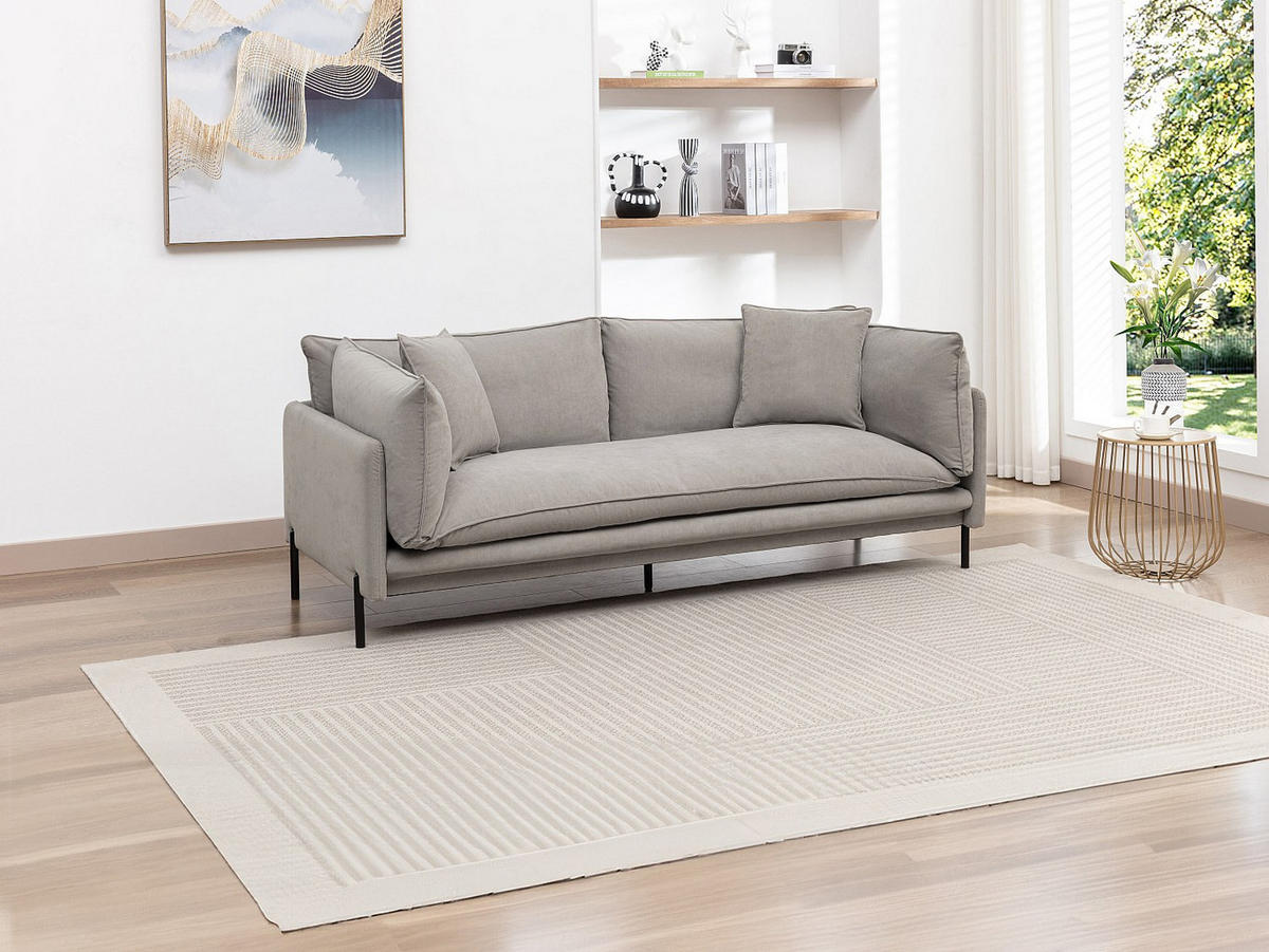 SOFA 3-Sitzer - Stoff - Grau - CORFINO - Grau, Textil (200/78.5/87.5cm) - Vente-Unique
