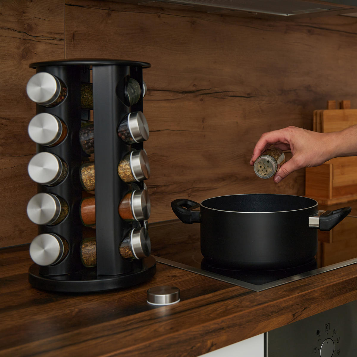 GEWÜRZKARUSSELL - Multicolor, Glas/Kunststoff (22/34.5/22cm) - Relaxdays