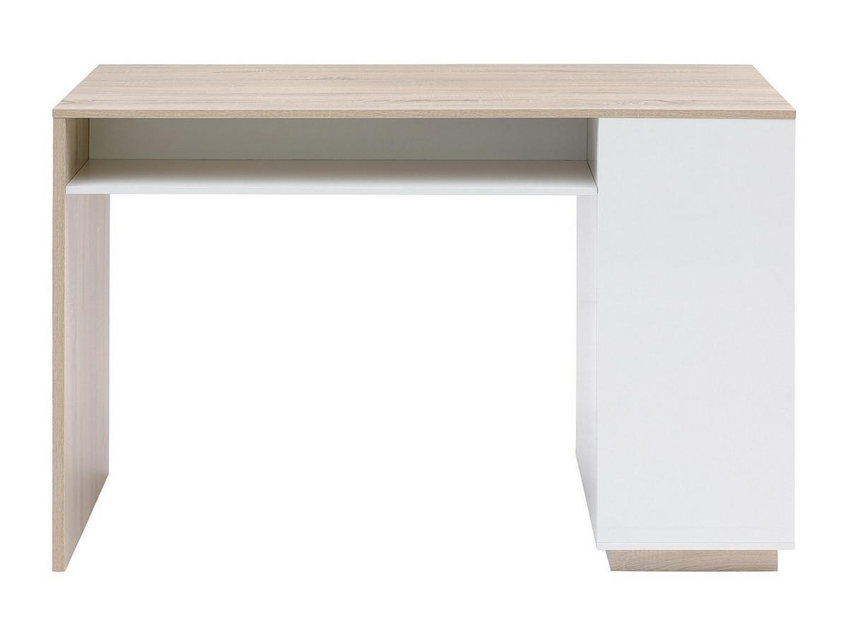 BARTISCH mit Stauraum - Weiß & Holzfarben - ANOSKI - Naturfarben, Holz (150/100/60cm) - Vente-Unique