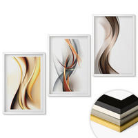 WANDBILDER 3er-Set - 40x60 cm Weißer Rahmen - Gelbgrau-braune Wellen - Weiß, Kunststoff (40/60cm) - ArtPrintCave
