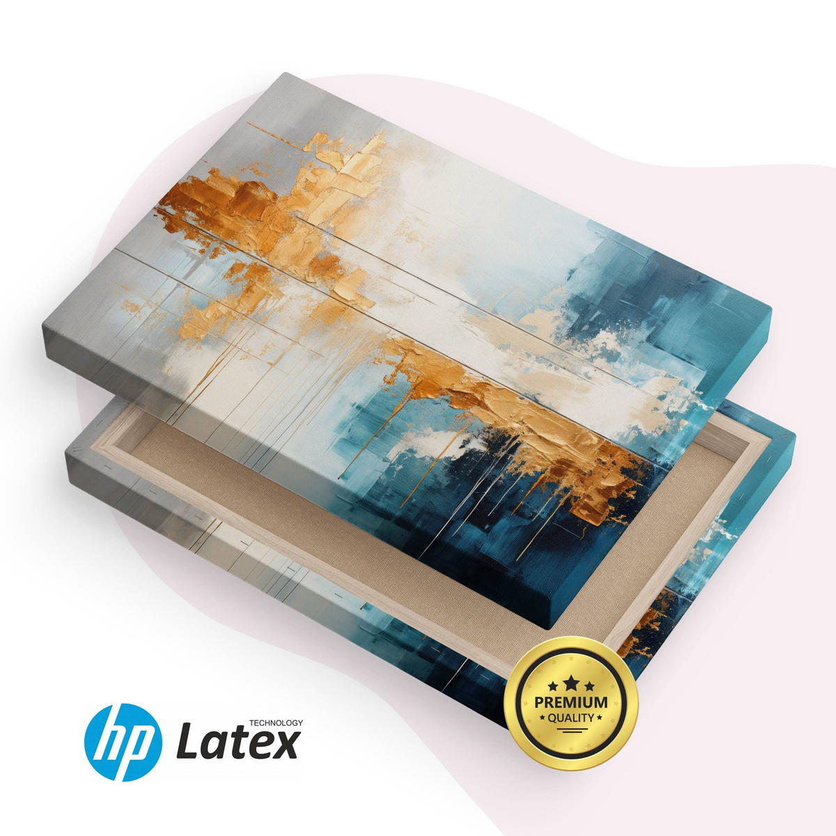 LEINWANDBILD Abstraktion Moderne Muster für Wohnzimmer 40x30cm - Türkis/Blau, Textil (40/30cm) - Muralo