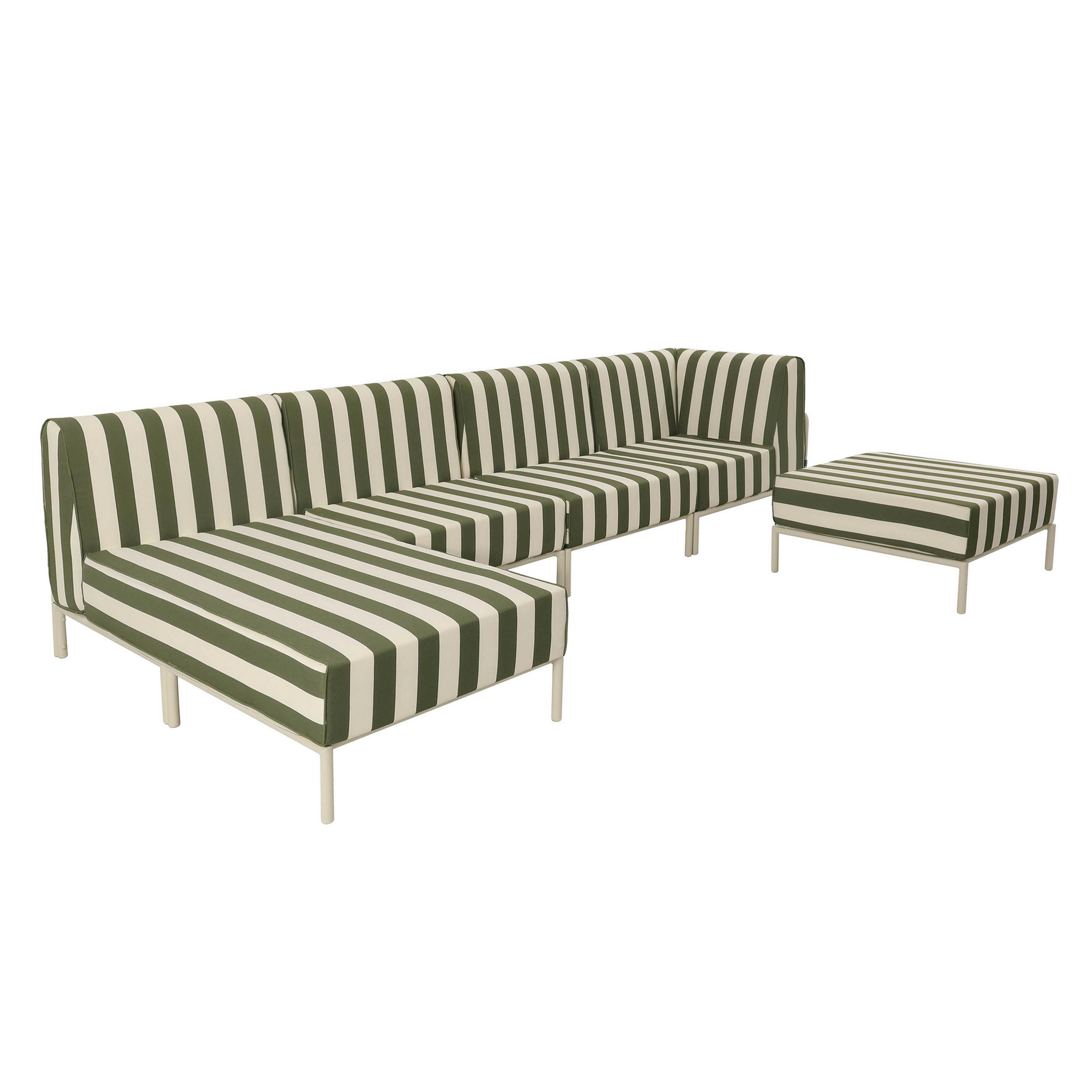 GARTENSOFA mit 5 Sitzplätzen, Khakigrün - Grün, Textil - Oviala